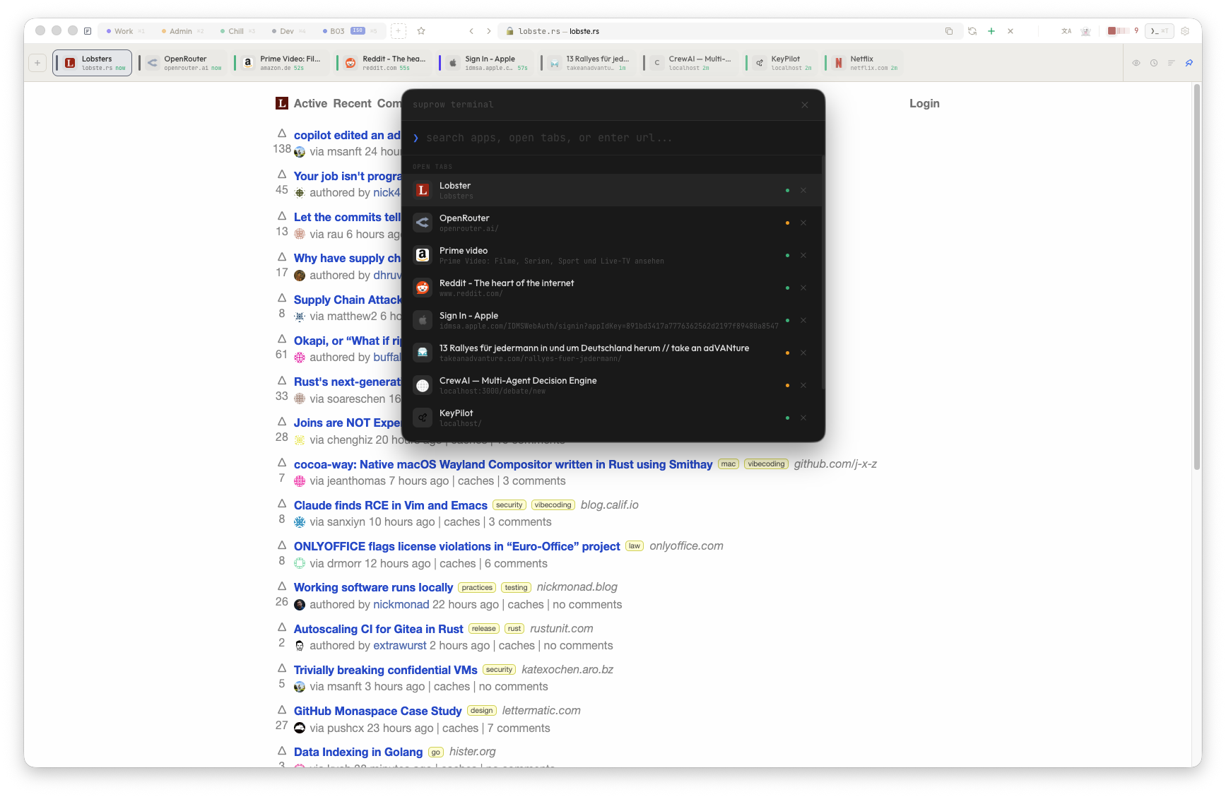Terminal / command palette
